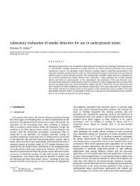 Image of publication Laboratory Evaluation of Smoke Detectors for Use in Underground Mines