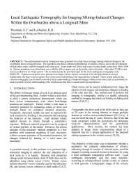 Image of publication Local Earthquake Tomography for Imaging Mining-Induced Changes Within the Overburden above a Longwall Mine