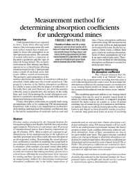 Image of publication Measurement Method for Determining Absorption Coefficients for Underground Mines