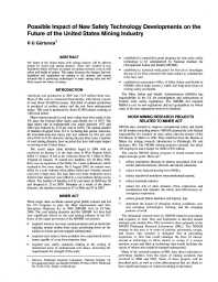 Image of publication Possible Impact of New Safety Technology Developments on the Future of the United States Mining Industry