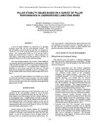 Image of publication Pillar Stability Issues Based on a Survey of Pillar Performance in Underground Limestone Mines