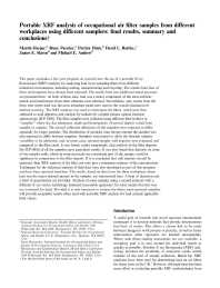 Image of publication Portable XRF Analysis of Occupational Air Filter Samples from Different Workplaces Using Different Samplers: Final Results, Summary and Conclusions