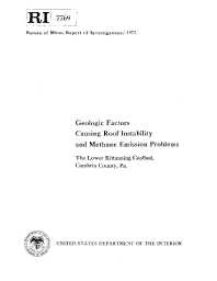 Image of publication Geologic Factors Causing Roof Instability and Methane Emission Problems: The Lower Kittanning Coalbed, Cambria County, Pa