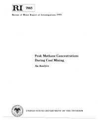 Image of publication Peak Methane Concentrations During Coal Mining: An Analysis