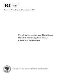 Image of publication Use of Surface Joint and Photolinear Data for Predicting Subsurface Coal Cleat Orientation