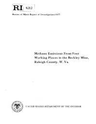 Image of publication Methane Emissions from Four Working Places in the Beckley Mine, Raleigh County, W. Va.