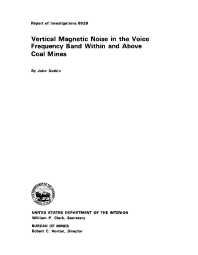 Image of publication Vertical Magnetic Noise in the Voice Frequency Band Within and Above Coal Mines