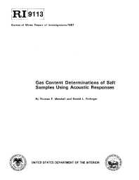 Image of publication Gas Content Determinations of Salt Samples Using Acoustic Responses