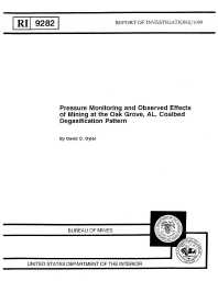 Image of publication Pressure Monitoring and Observed Effects of Mining at the Oak Grove, AL, Coalbed Degasification Pattern