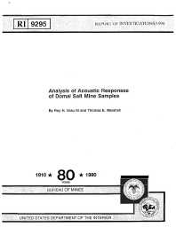 Image of publication Analysis of Acoustic Responses of Domal Salt Mine Samples