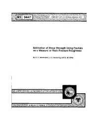 Image of publication Estimation of Shear Strength Using Fractals as a Measure of Rock Fracture Roughness