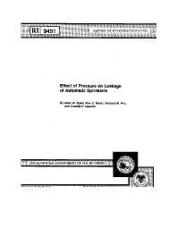 Image of publication Effect of Pressure on Leakage of Automatic Sprinklers