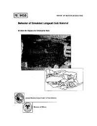 Image of publication Behavior of Simulated Longwall Gob Material