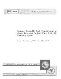 Image of publication Reducing Respirable Dust Concentrations at Mineral Processing Facilities Using Total Mill Ventilation Systems