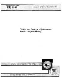 Image of publication Timing and Duration of Subsidence Due to Longwall Mining