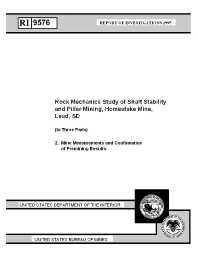 Image of publication Rock Mechanics Study of Shaft Stability and Pillar Mining, Homestake Mine, Lead, SD (In Three Parts): 2. Mine Measurements and Confirmation of Premining Results