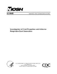 Image of publication Investigation of Coal Properties and Airborne Respirable Dust Generation