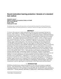 Image of publication Sound Restoration Hearing Protection:  Genesis of a Standard Test Method