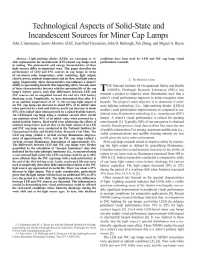 Image of publication Technological Aspects of Solid-State and Incandescent Sources for Miner Cap Lamps