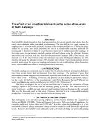 Image of publication The Effect of an Insertion Lubricant on the Noise Attenuation of Foam Earplugs