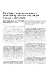 Image of publication The Effects of Water Spray Placement for Controlling Respirable Dust and Face Methane Concentrations