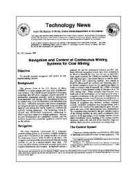 Image of publication Technology News 453 - Navigation and Control of Continuous Mining Systems for Coal Mining