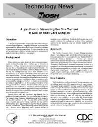 Image of publication Technology News 478 - Apparatus for Measuring the Gas Content of Coal or Rock Core Samples