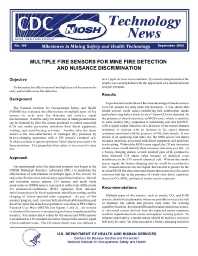 Image of publication Technology News 498 - Multiple Fire Sensors for Mine Fire Detection and Nuisance Discrimination