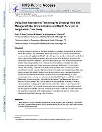 Cover page for Using Dust Assessment Technology to Leverage Mine Site Manager-Worker Communication and Health Behavior: A Longitudinal Case Study