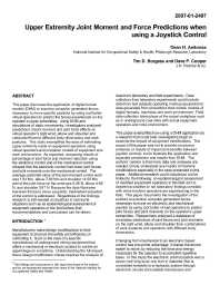 Image of publication Upper Extremity Joint Moment and Force Predictions When Using a Joystick Control