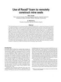 Image of publication Use of Rocsil® Foam to Remotely Construct Mine Seals