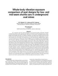 Image of publication Whole-Body Vibration Exposure Comparison of Seat Designs for Low- and Mid-Seam Shuttle Cars in Underground Coal Mines