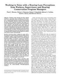 Image of publication Working in Noise with a Hearing Loss: Perceptions from Workers, Supervisors, and Hearing Conservation Program Managers