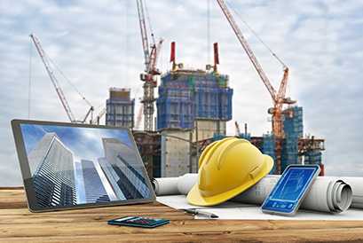 construction site with cityscape in background