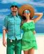 A couple standing on a beach