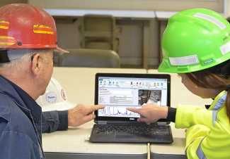 	Mine operators and safety and health professionals review an EVADE playback 