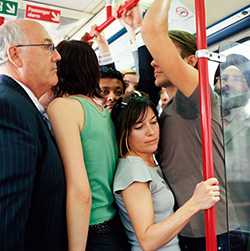 crowded subway car