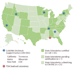 State Laboratories Participating in CaliciNet and Support Centers