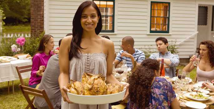 Family outdoor dinner