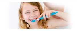 Graphic of a child brushing her teeth.