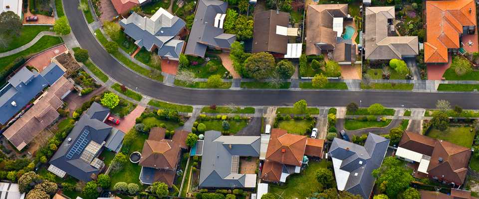 aerial view of neighborhood