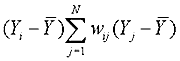 Mathematical equation for the local Moran index.