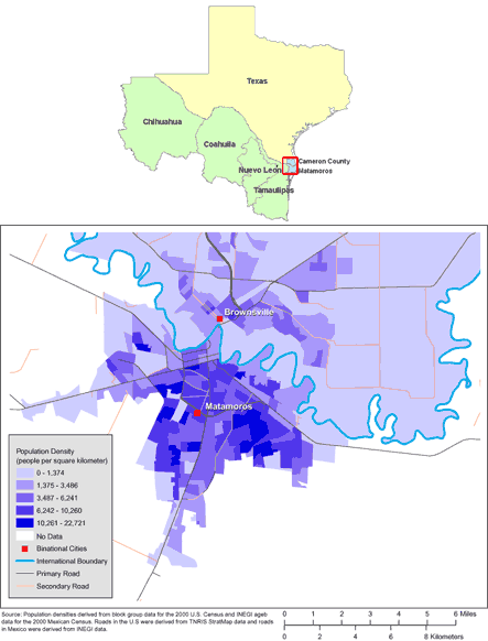 Map of the Brownsville/Matamoros area