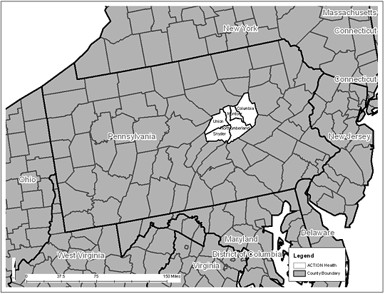 Map of the ACTION Health area