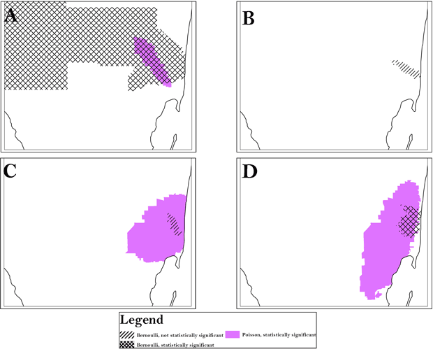 Map of unidentified areas (to protect privacy) in South Florida showing clusters of communities at high risk for colorectal cancer.