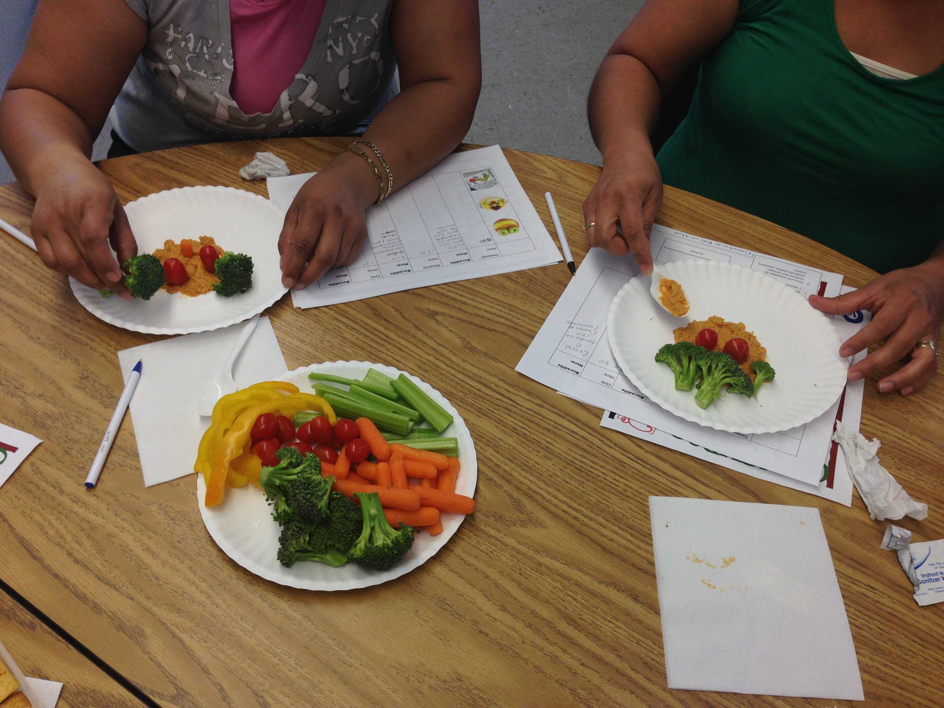 	Photograph of a food-preparation activity from a culturally adapted nutrition education program for Mexican-origin families, California’s Central Valley, 2012–2013