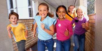 Group of children running