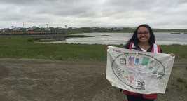 Girl holding a pillowcase