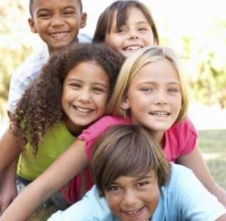 Group of children playing outside