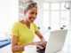 A woman working on a laptop